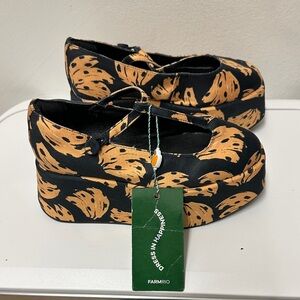 FARM Rio Platform Black Bananica Bunch Ballerina Mary Jane Black & yellow shoes